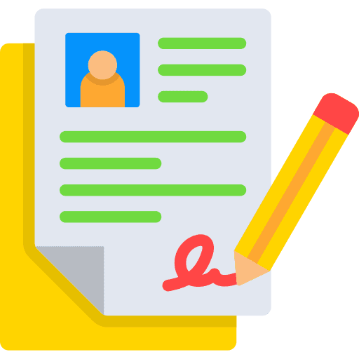 Illustration of a registration form with a photo, details and a signature