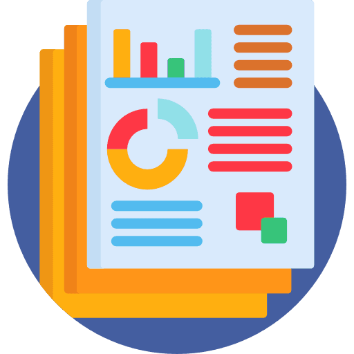 Illustration of charts and report pages