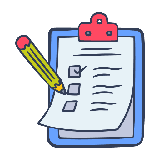 Illustration of a clipboard with a student checklist