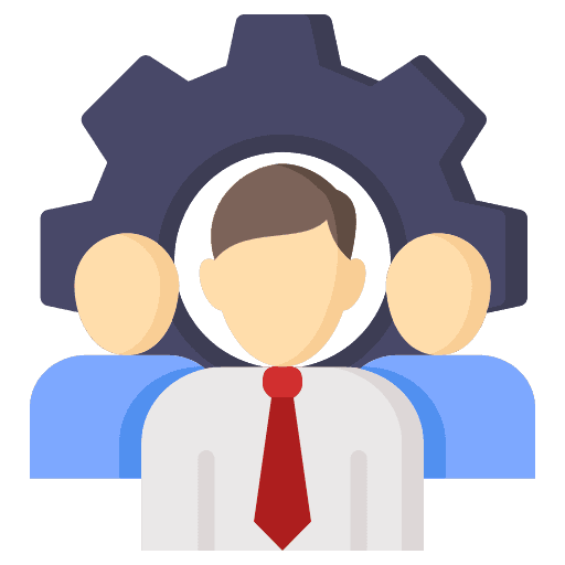 Illustration of a team working around a gear